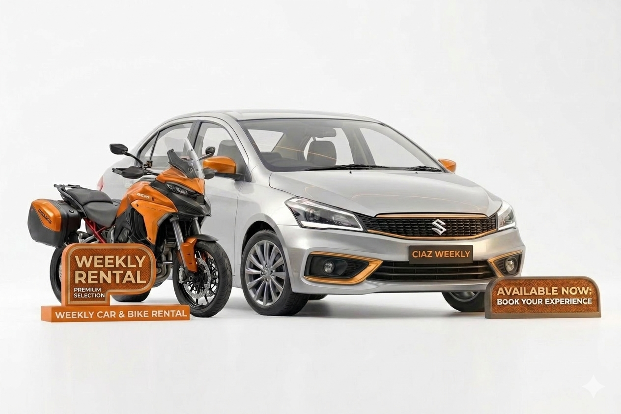 Weekly bike car rental Coimbatore Royal Riders package